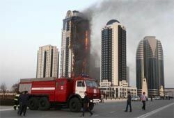 Пожар охватил самое высокое здание «Грозный-Сити»