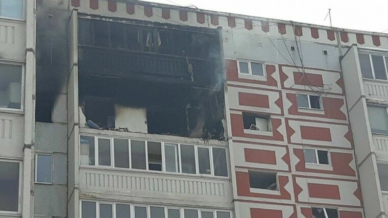 Пожар от взрыва газа в Казани попал на видео