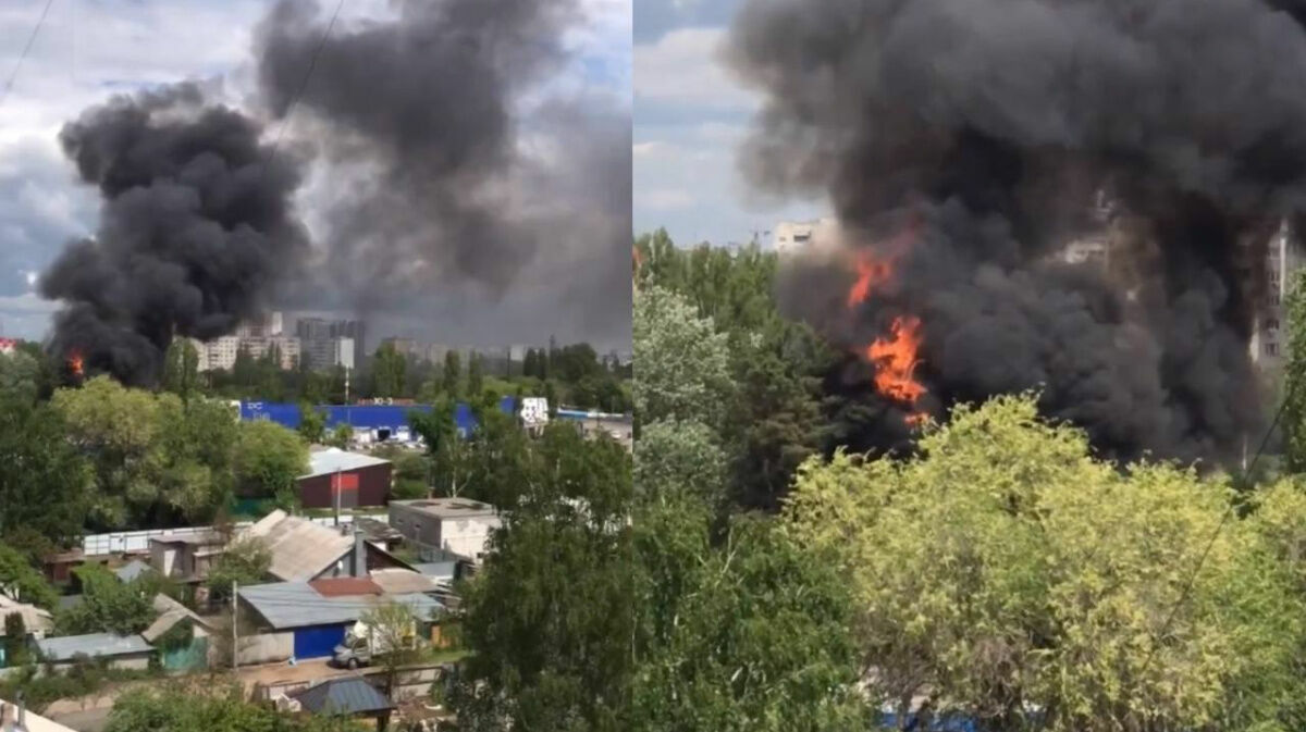 В Воронеже потушили пожар в бывших складах