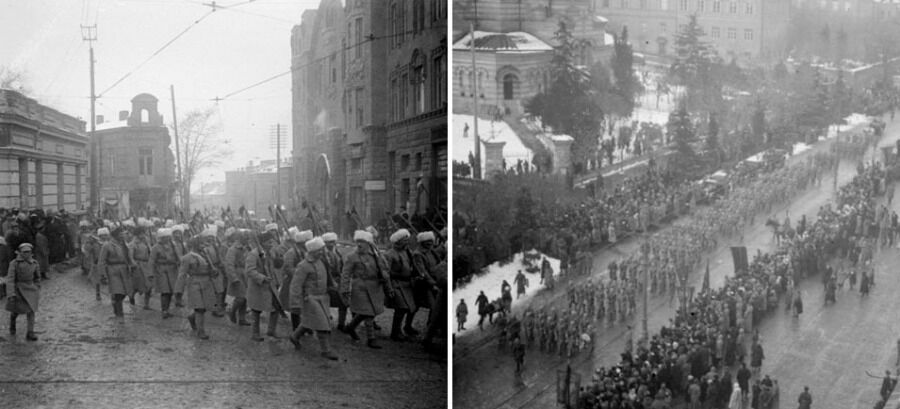  Парад грузинских войск в Тифлисе 27 января 1921 года. Менее чем через месяц по этим же улицам пройдут парадным маршем советские войска.