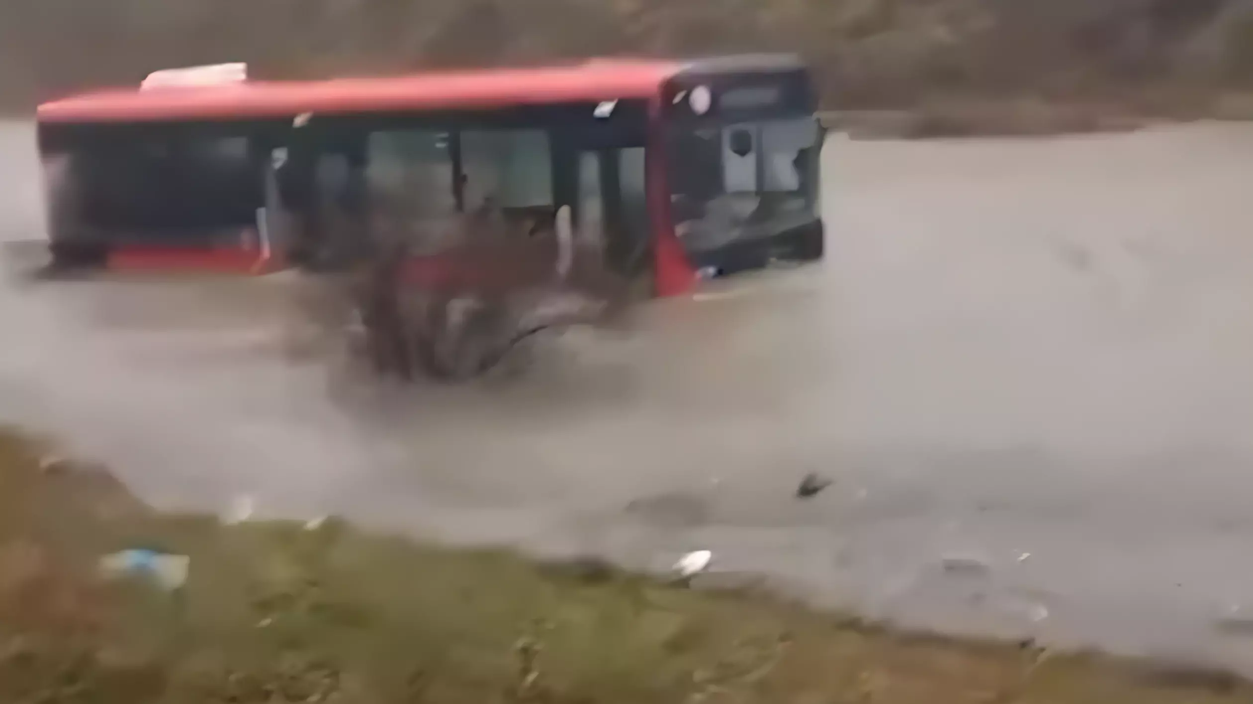 В окне автобуса поплыл. На Камчатку обрушился мощный циклон. Дикая семейка автобус плывет.