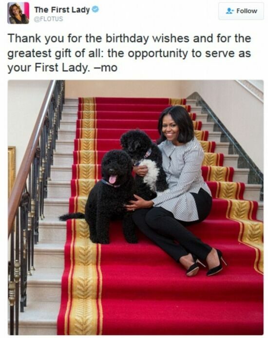 Жена Обамы напоследок дала собакам погулять в Белом доме (видео)