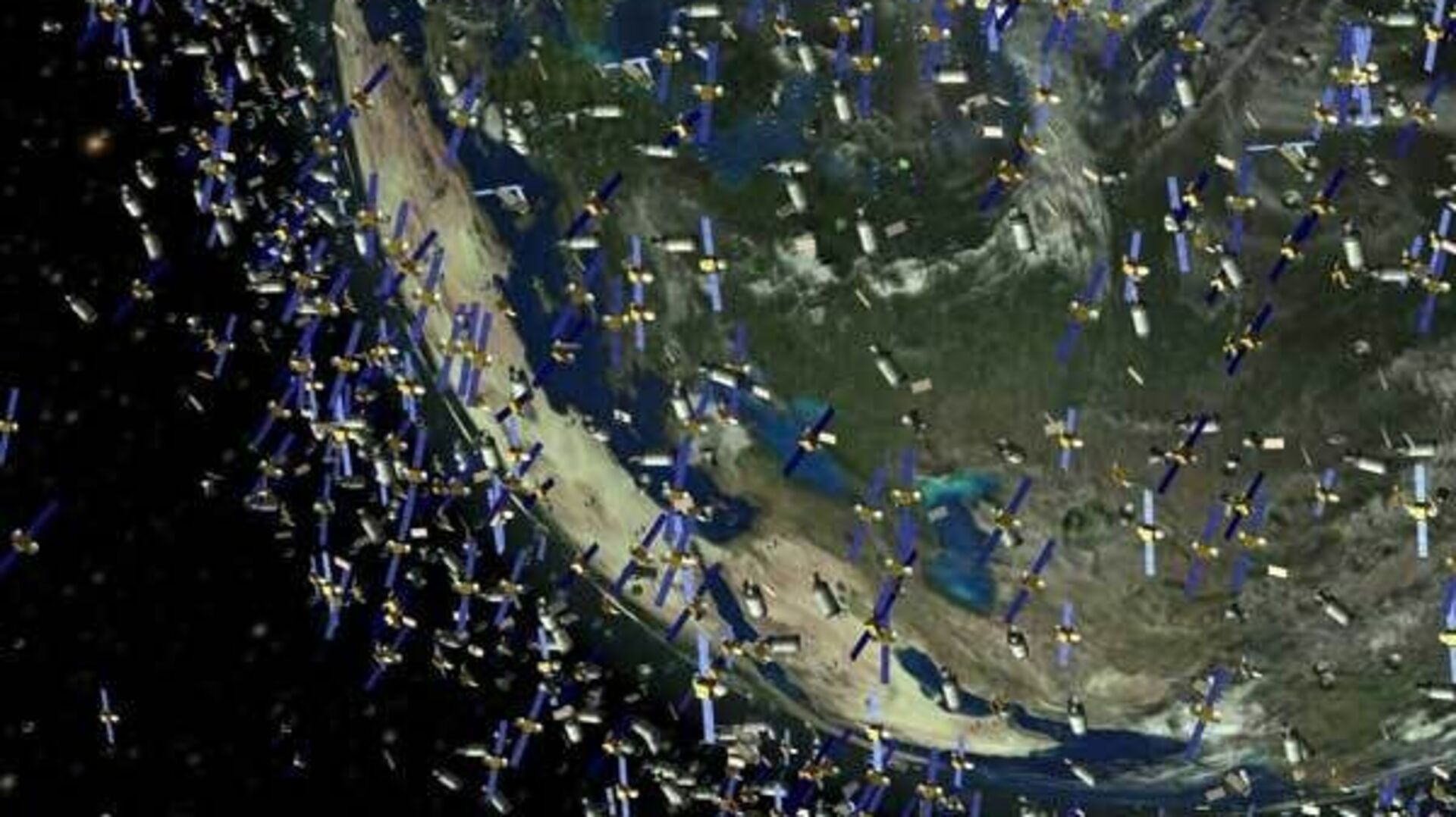 Сколько спутников земли в космосе. Снимок земли с космическим мусором.