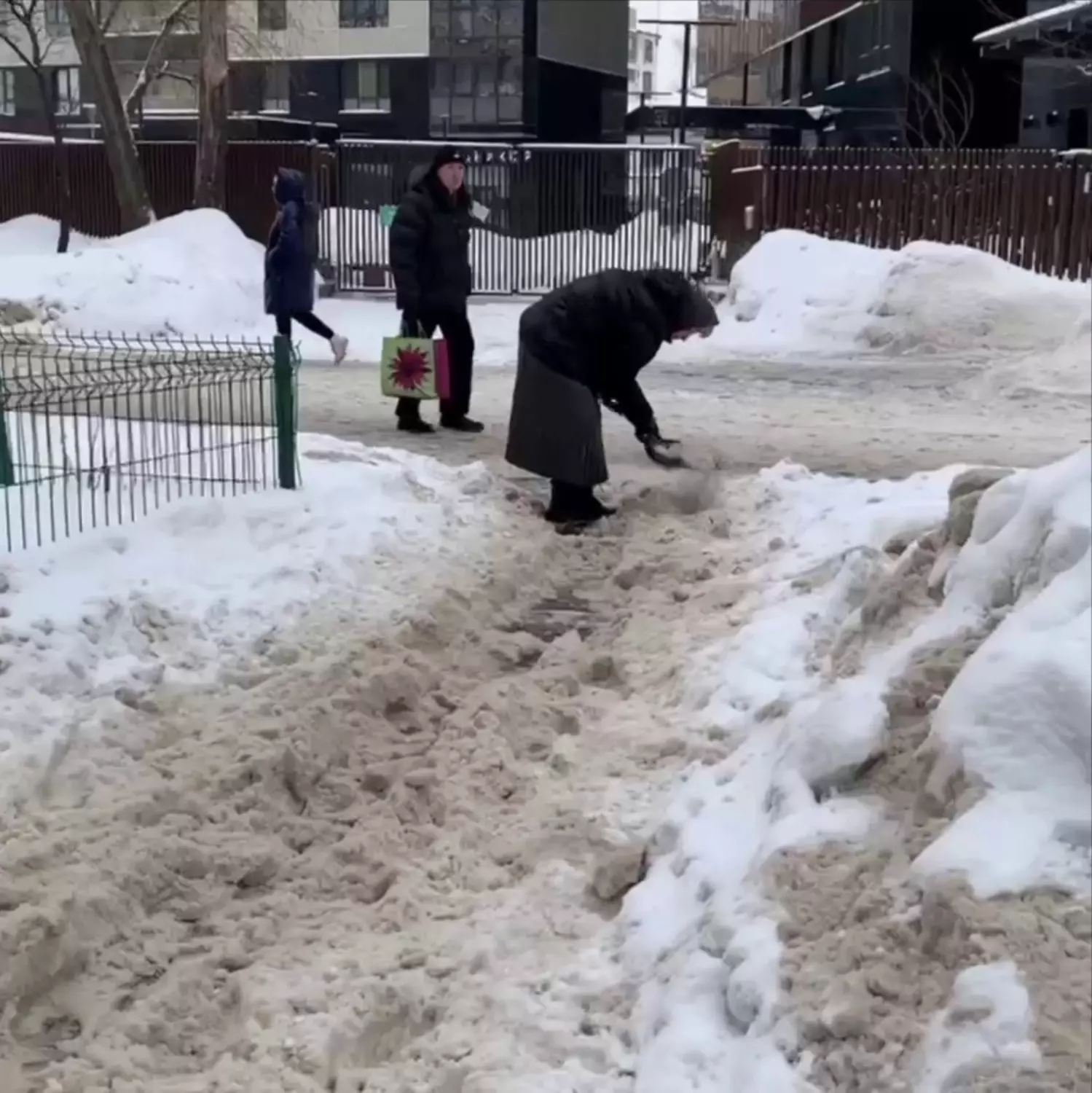 В Тимирязеском районе Москвы пенсионеры вынуждены самостоятельно убирать снег