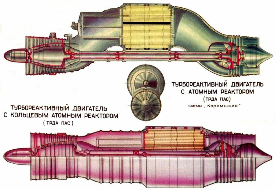 Эскизные проекты авиационных ядерных ТРД под условными наименованиями "Коромысло" и "Кольцо".