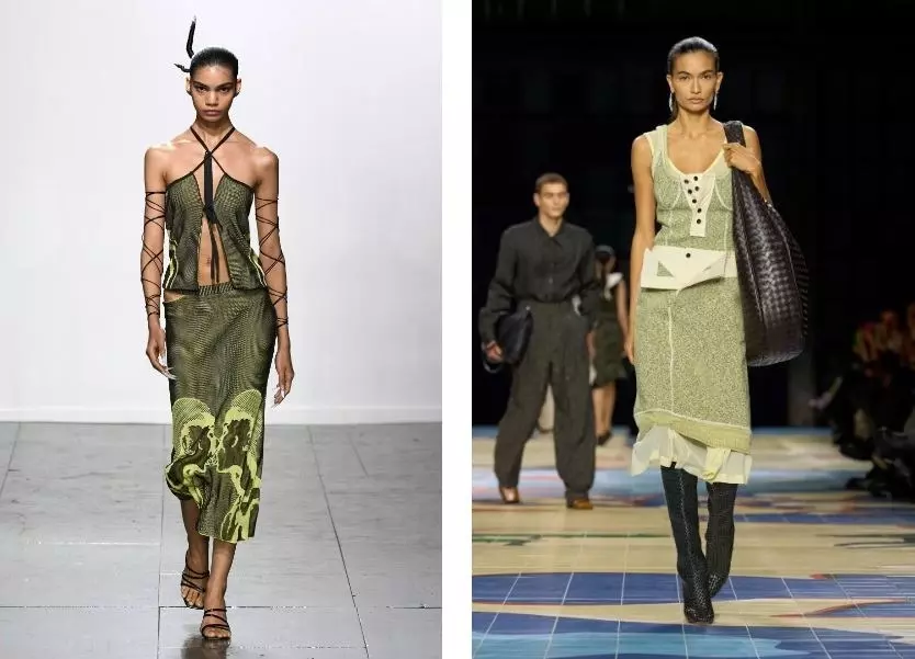 В Vogue считают, что оливково-зеленый оттенок этой весной станет модной альтернативой черному цвету.