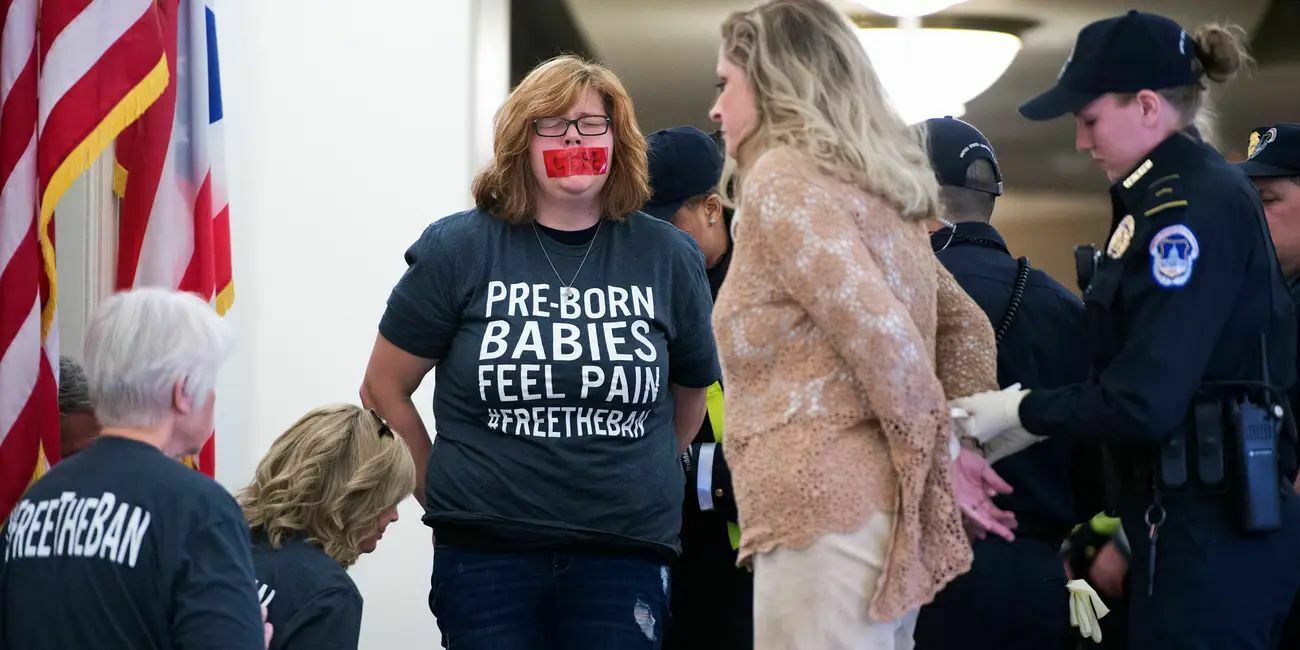 Лорен Хэнди на одном из выступлений против абортов.