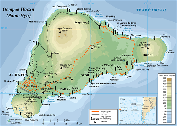  Расположение моаи на острове