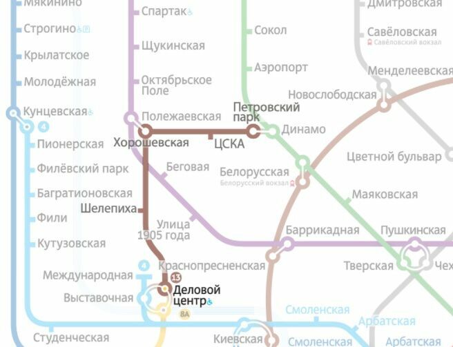 Участок Второго кольца на фрагменте схемы московского метро