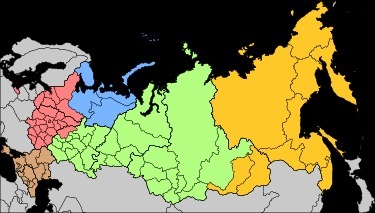 Так выглядят военные округа в РФ сегодня - ни Ленинградского, ни Московского на карте нет. 