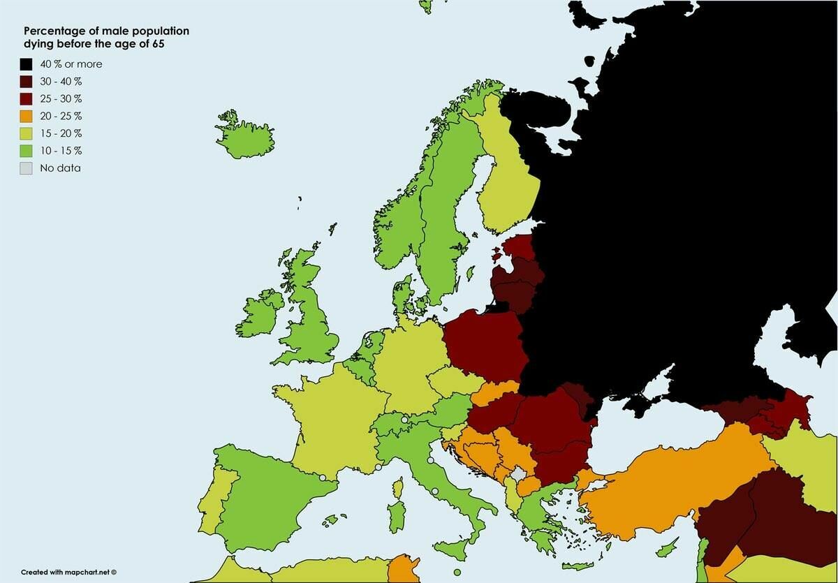 Создана карта мужской смертности в России: все черным-черно