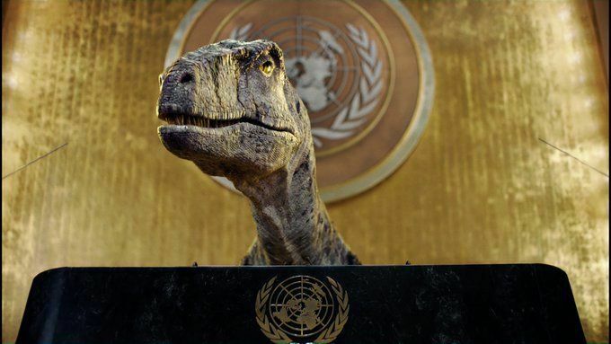 Говорящий динозавр выступил на Генеральной сессии ООН (ВИДЕО) в защиту природы