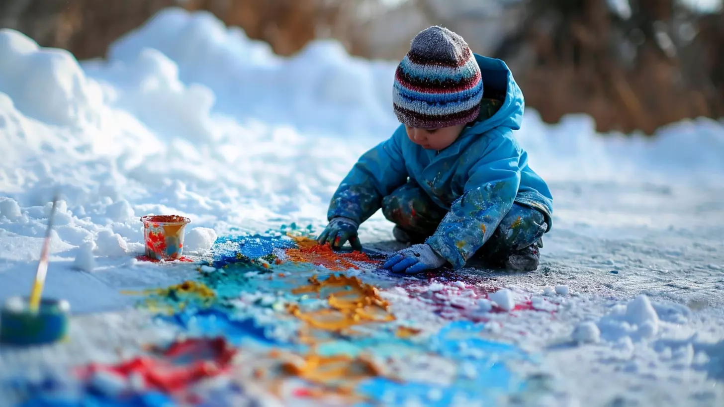 На новогодних каникулах на снегу можно рисовать разноцветными красками