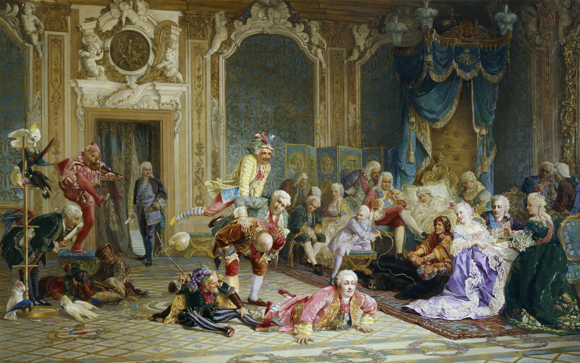 Картина В.Якоби "Шуты при дворе Анны Иоановны"
