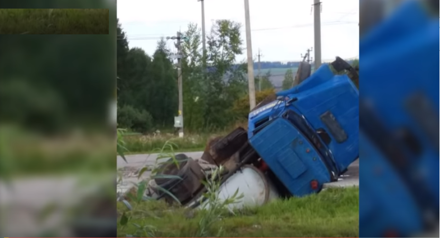 В Татарстане ассенизаторская машина провалилась в канализацию (Видео)