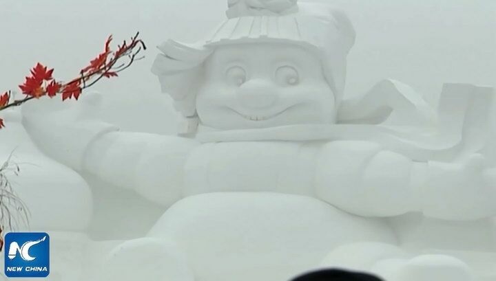 В Китае построили 34-метрового снеговика