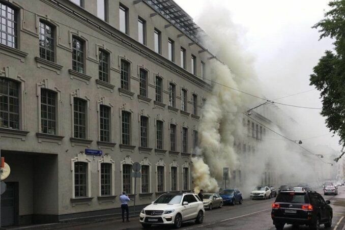 У офиса "Яндекс.Такси" зажгли дымовую шашку