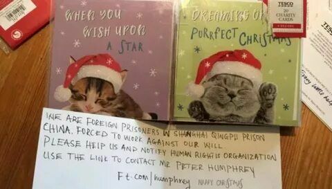 В рождественской открытке девочка обнаружила просьбу заключенных в Китае о помощи