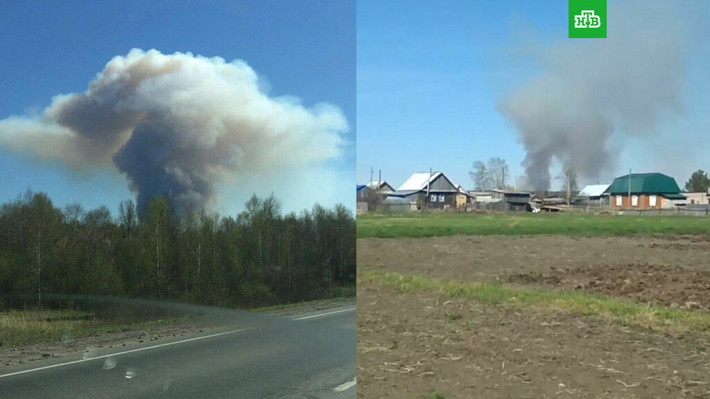 Началась эвакуация жителей поселка Пугачево из-за пожара на военных складах