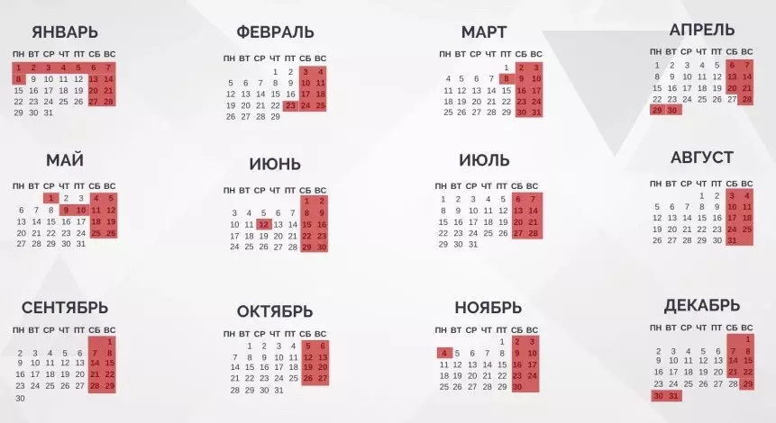 Календарь праздничных и выходных дат в 2024 году