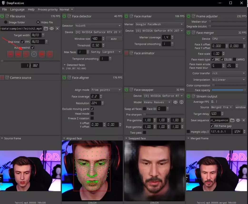 Пример работы deepfake, который может качественно имитировать любое лицо.