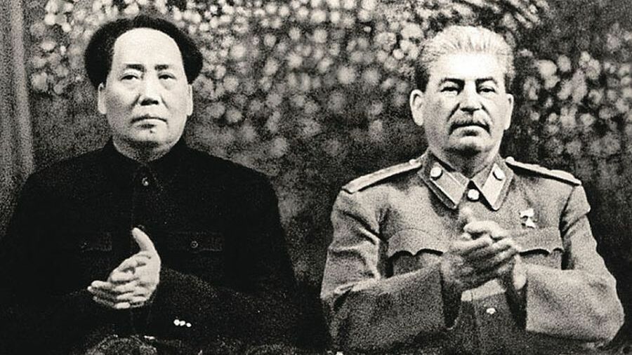 Мао и Сталин во время визита в Москву