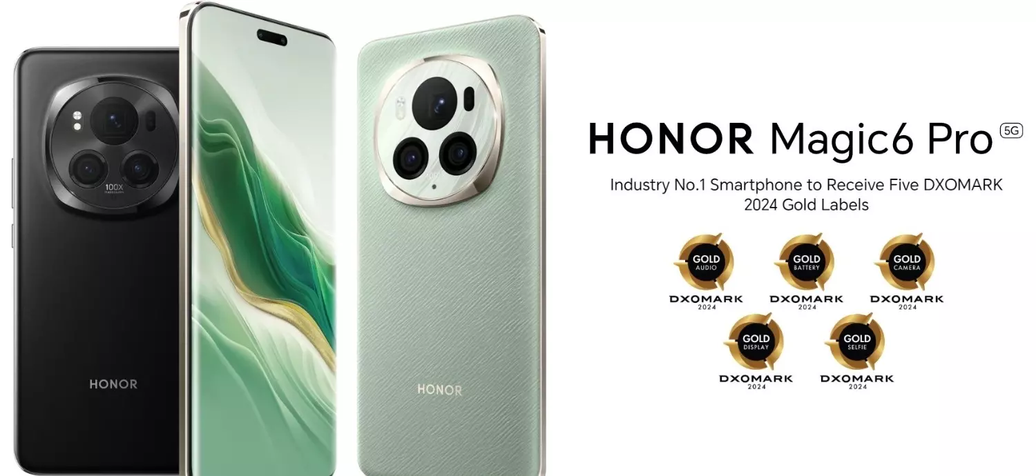 HONOR Magic6 Pro получил пять золотых наград DXOMARK 2024.