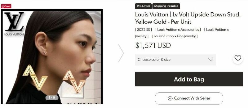Shop Louis Vuitton 2022 SS Lv Volt Upside Down Stud, White Gold