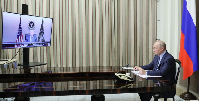 Владимир Путин на переговорах с Джо Байденом
