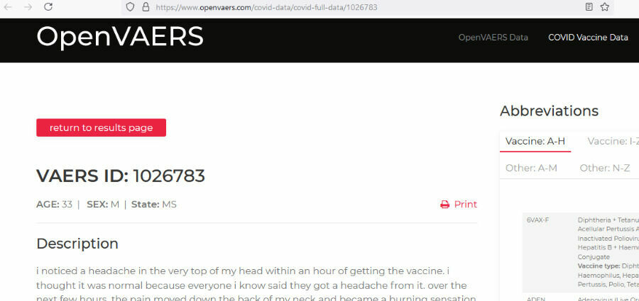 Скриншот сообщения о побочных явлениях, с которыми после прививки Pfizer столкнулся 33-летний пилот. Теперь он летать не может. По крайней мере, пока не вылечится от последствий вакцины.