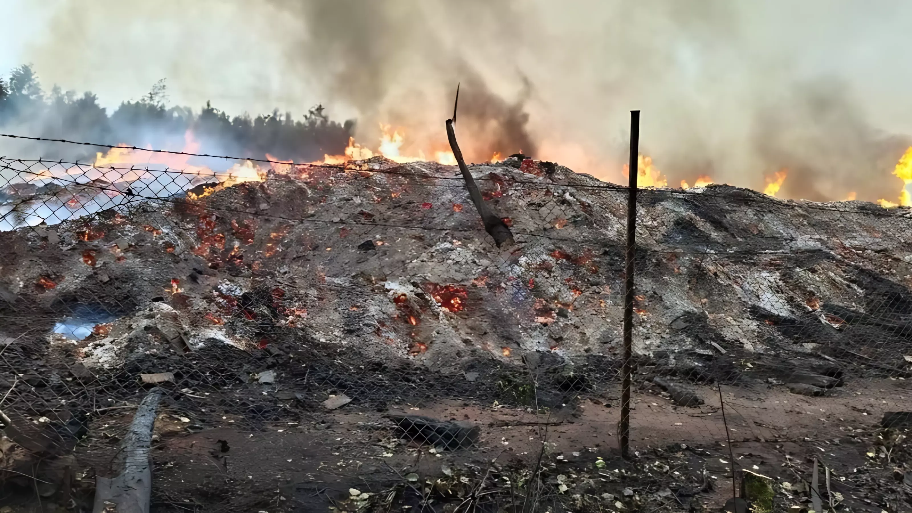 Пожар на свалке в Полтавской
