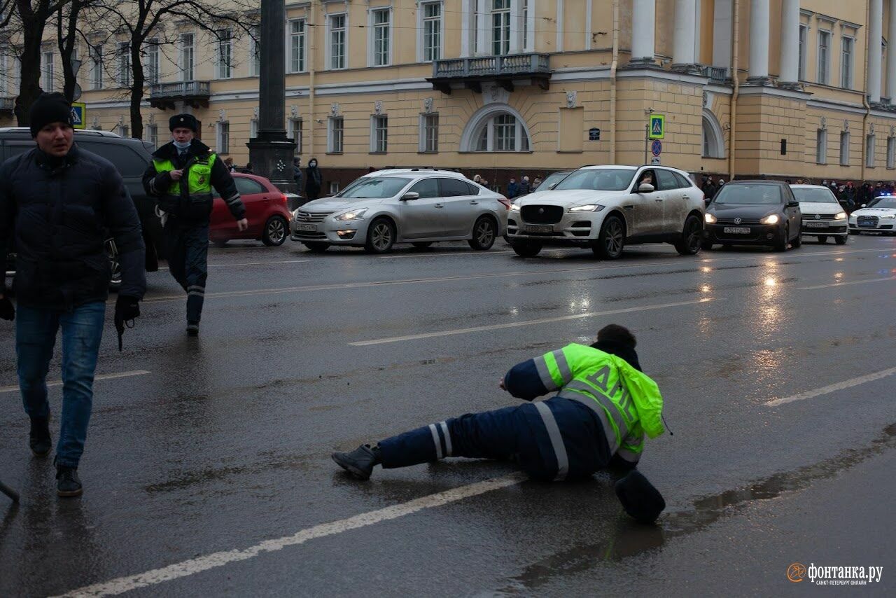 В Санкт-Петербурге задержали ударившего на протестной акции двух инспекторов ДПС