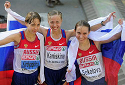 Россиянки завоевали первые три места в ходьбе на 20 км на Евро-2010