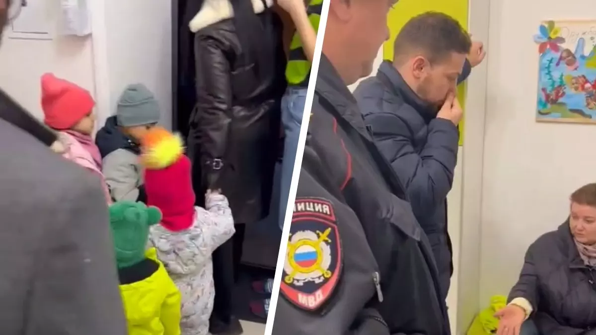 детей увозят из детского сада в полицию