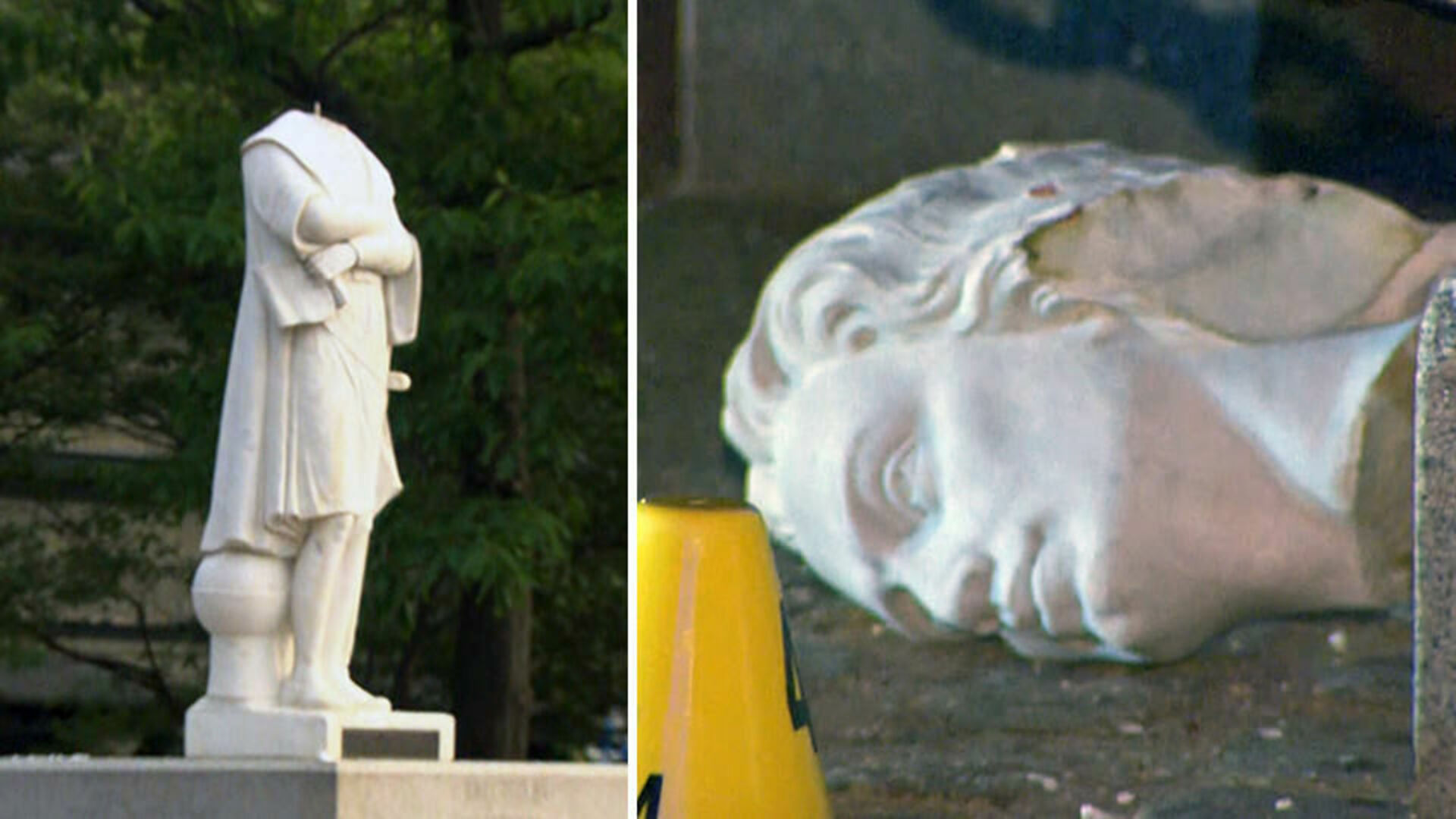 На какие средства установлен памятник христофору леденцову. Статуя головы Америка. Разрушение скульптуры. Голова белой статуи отломана. Протестующий скульптура.