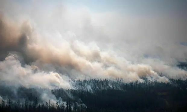 Пожар в районе села Бердигестях в Якутии