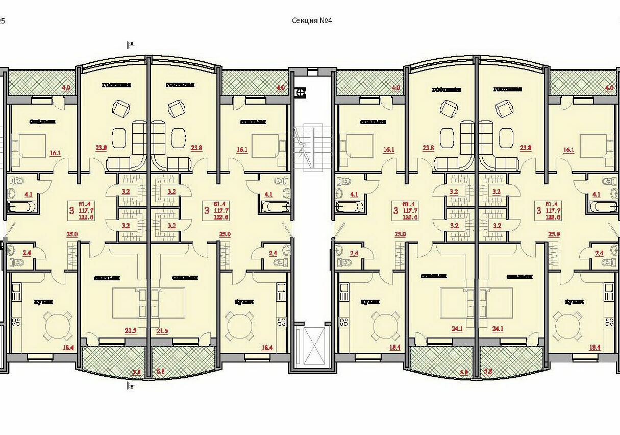 Схема квартир на 6-9 этажах