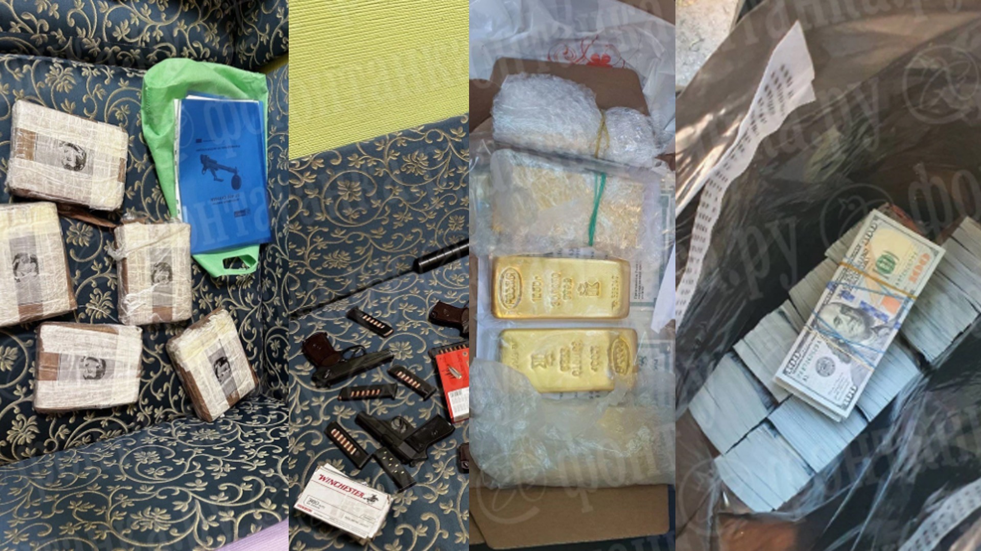 В офисе Пригожина нашли оружие, доллары, золото, левые паспорта и белый порошок