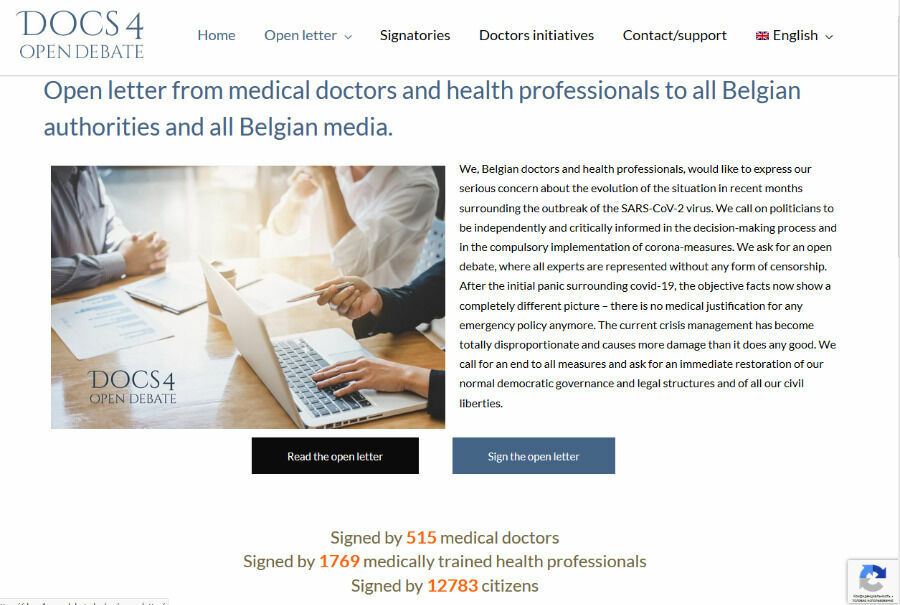 Сайт https://docs4opendebate.be, на котором размещено открытое письмо врачей Бельгии.