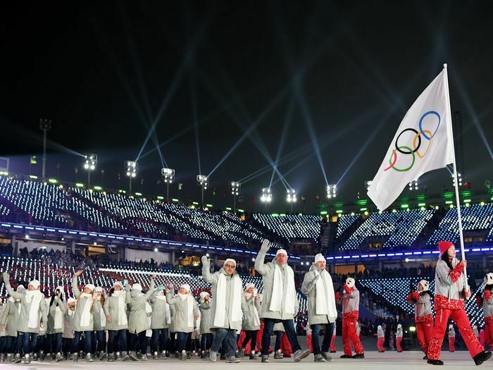 Сборная атлетов из России на открытии Олимпиады