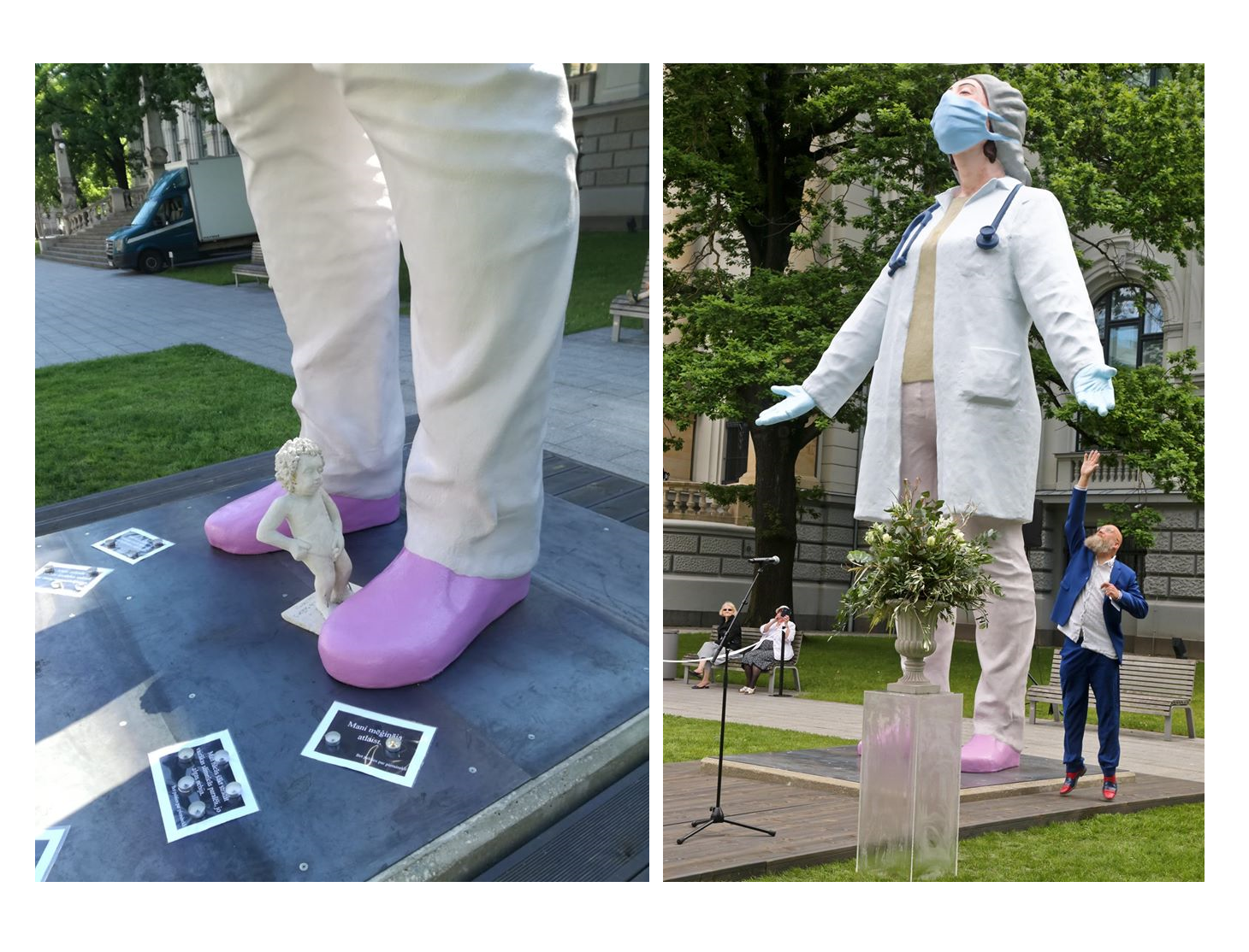 ФотКа дня: В Риге установили пенопластовую скульптуру в благодарность медикам