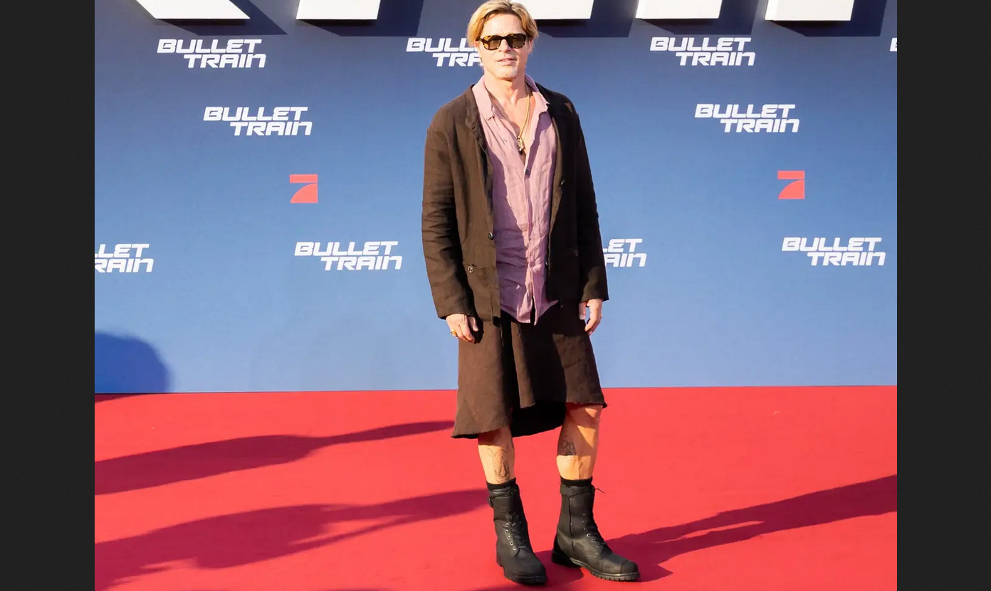Брэд Питт надел юбку на берлинскую премьеру фильма "Быстрее пули"