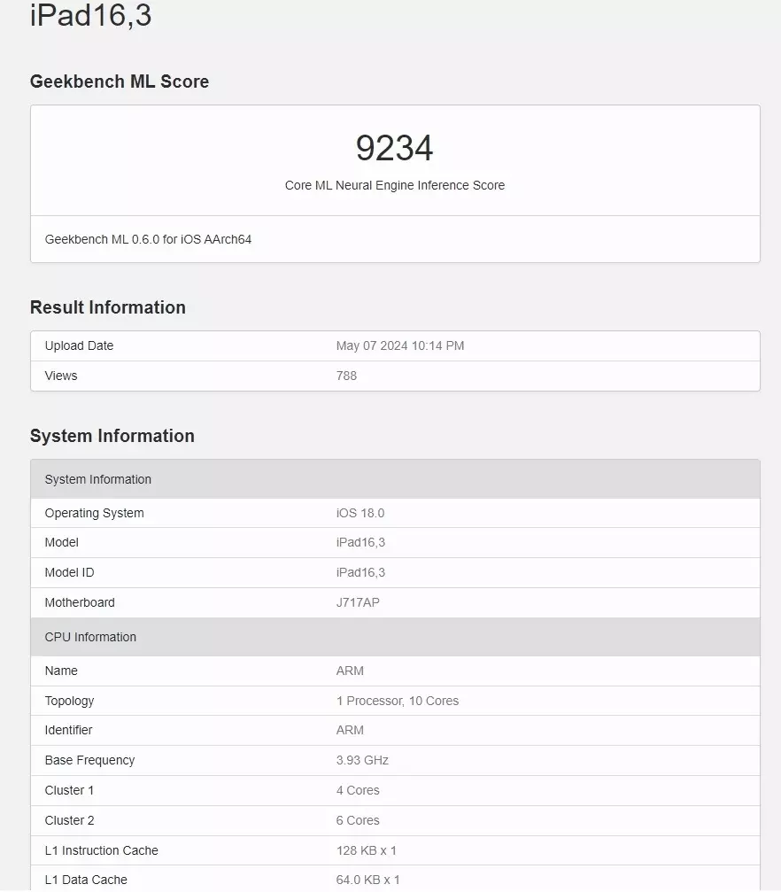 Apple M4: первый взгляд на результаты Geekbench 6