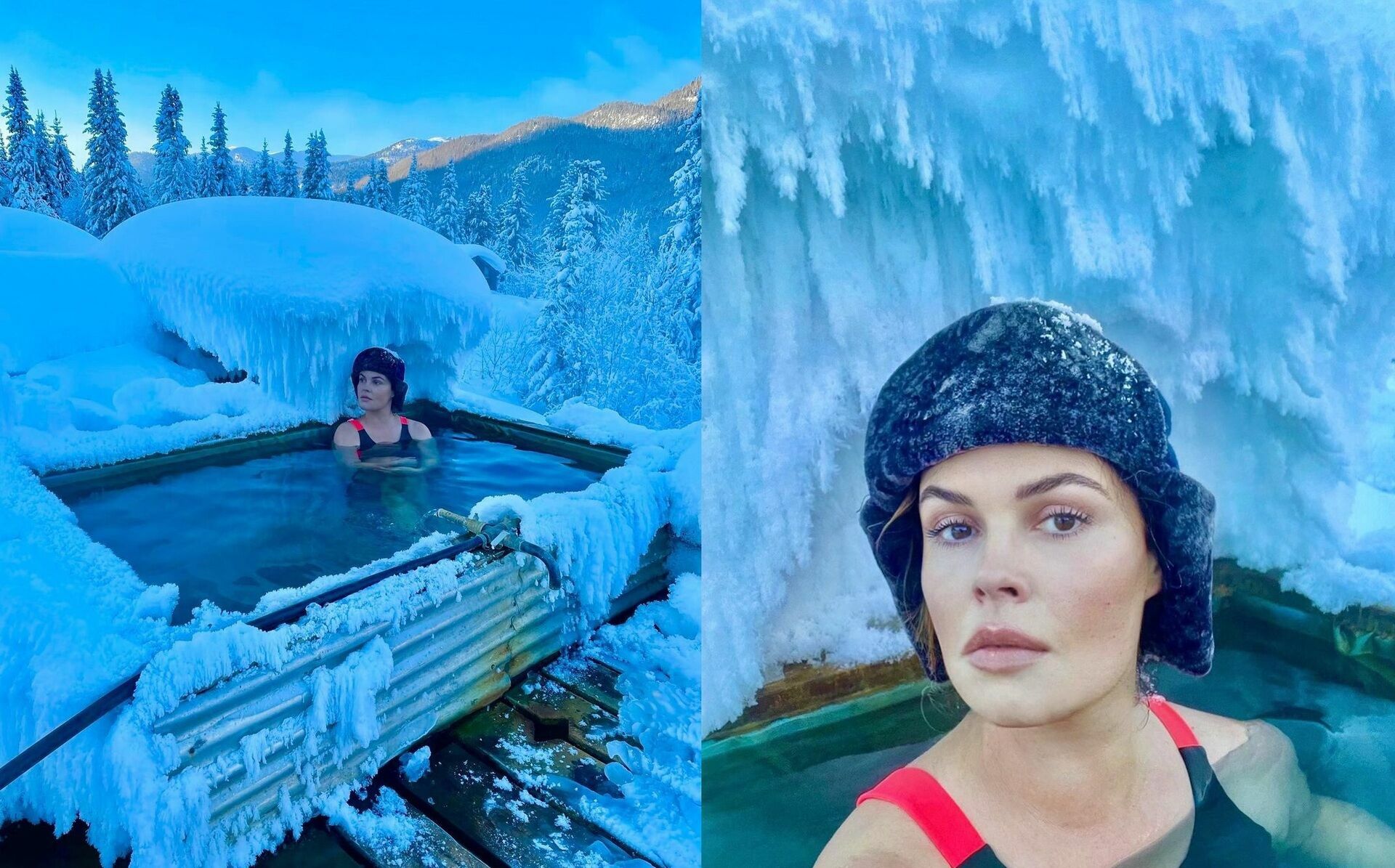 «Медведь в берлоге – я в воде!» Екатерина Андреева купается в источнике при минус 25