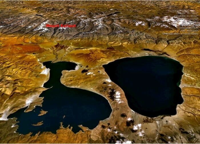 Озера Манасаровар и Ракшас со спутника